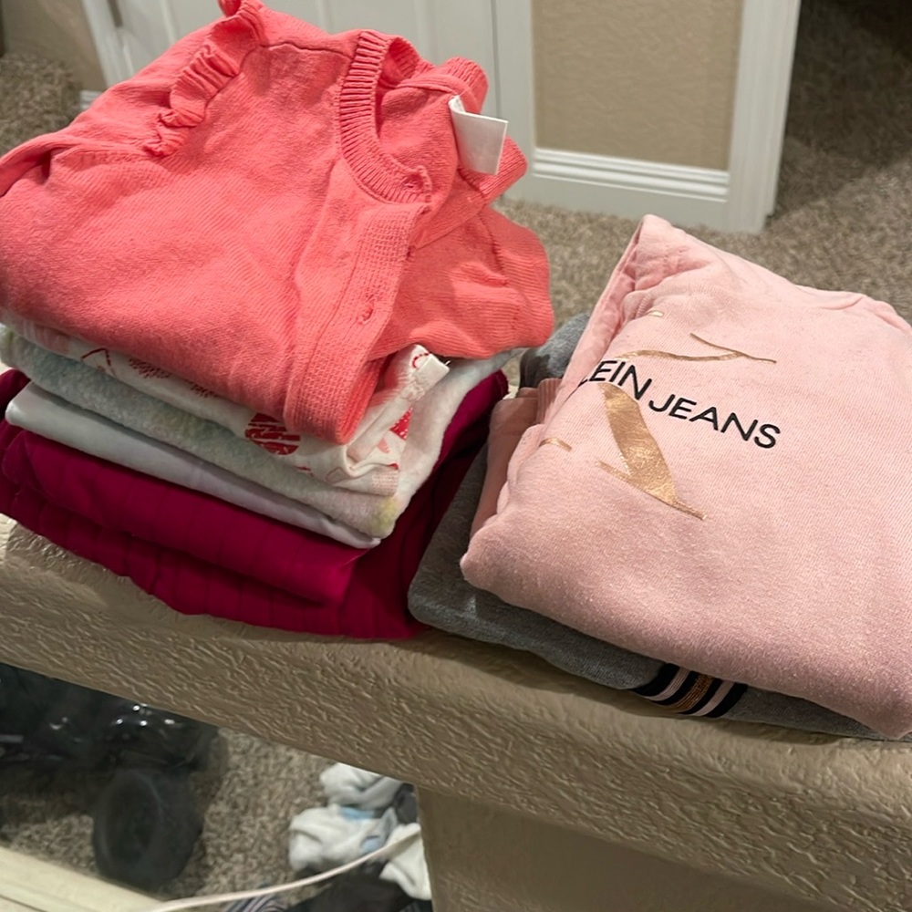 Girls matching top and bottoms, sweats and sweaters